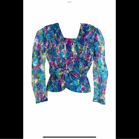 Patra Tops - Rare Vintage Patra Made USA 80s 90s Floral Peplum Blouse Size 10